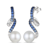 14K 0.56ct/Dia-Sap Pearl LeVian Earrings
