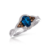 14K 0.18ct-Diamond 0.70ct/London-BlueTopaz Fashion Ring