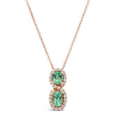 14K 0.18ct-Diamond 0.67ct/Emerald Fashion Necklace