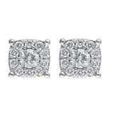 14K 1.00ct Diamond Cluster Earrings
