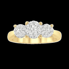 14K 0.50ct Cluster Past-Present-Future Lovebright-Ring