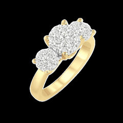 14K 0.50ct Cluster Past-Present-Future Lovebright-Ring