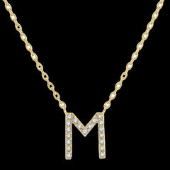 10K 0.06ct Diamond M-initial Necklace