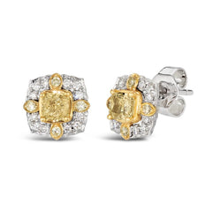 Platinum .46ct-Light-Yellow .19ct-Vanilla-Diamond Earrings