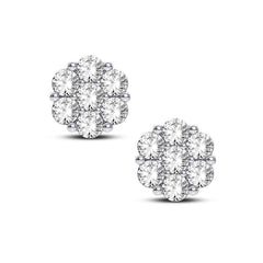 14K 0.75ct-Diamond Cluster Earrings