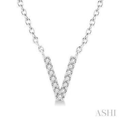 10K 0.05Ct Diamond Initial-V Necklace