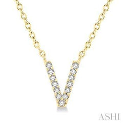 10K 0.05Ct Diamond Initial-V Necklace