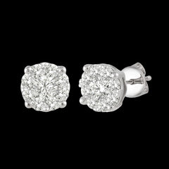 14K 0.25ct Diamond Love B Cluster Earrings