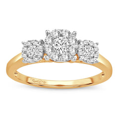 14K 0.50ct Diamond-Cluster Past-Present-Future Ring