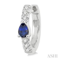 10K 0.10ct-Diamond Sapphire Hoop Earrings