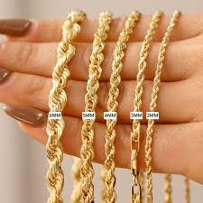 10K 2mm 18" Rope Chain