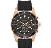 Bulova Sporty Chronograph Mens-Watch Rose-Tone