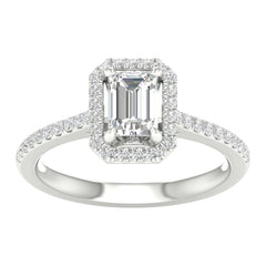 14K 1.50ct H-Color/VS-Clarity Lab-Diamond Emerald-Ring-set