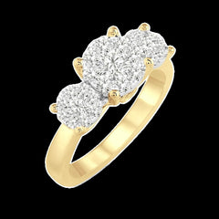 14K 0.75ct Cluster Past-Present-Future Lovebright-Ring