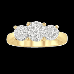 14K 0.75ct Cluster Past-Present-Future Lovebright-Ring