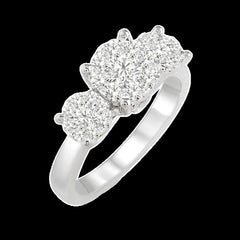14K 0.75ct Cluster Past-Present-Future Lovebright-Ring