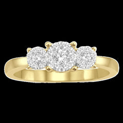14K 0.33ct Cluster Past-Present-Future Lovebright-Ring
