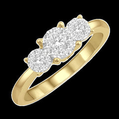 14K 0.33ct Cluster Past-Present-Future Lovebright-Ring