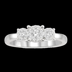 14K 0.33ct Cluster Past-Present-Future Lovebright-Ring