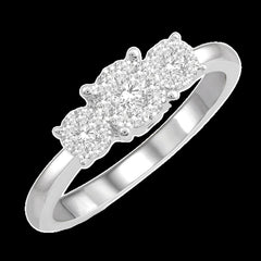 14K 0.33ct Cluster Past-Present-Future Lovebright-Ring