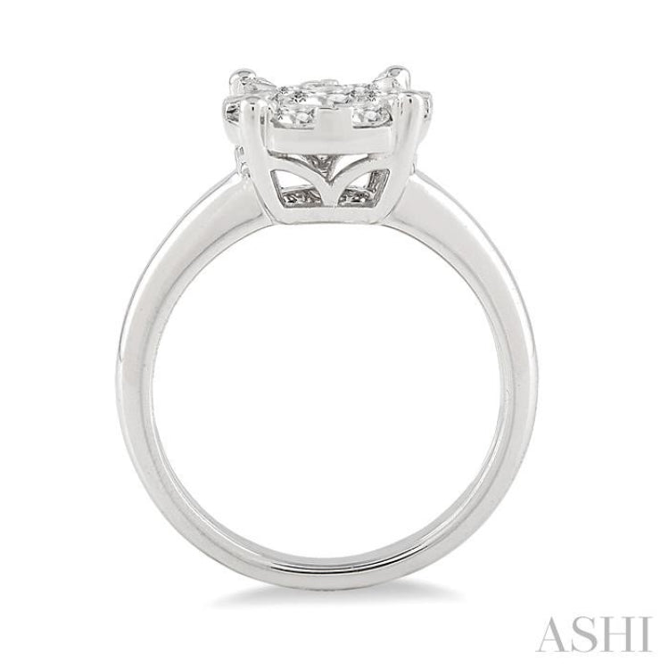 3/4 ctw Lovebright Round Cut Diamond Bridal Ring in 14K White Gold