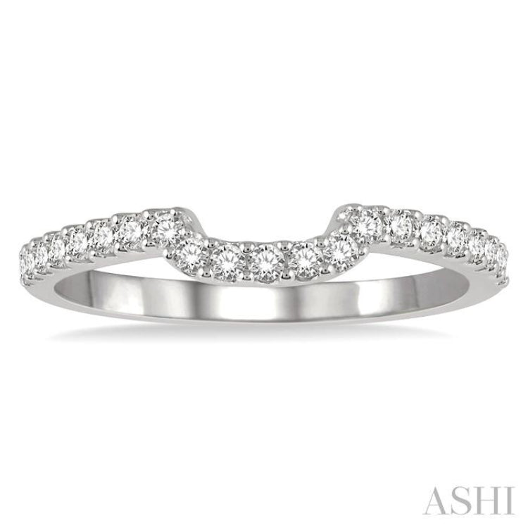 1/4 ctw U-Shape Center Round Cut Diamond Wedding Band in 14K White Gold
