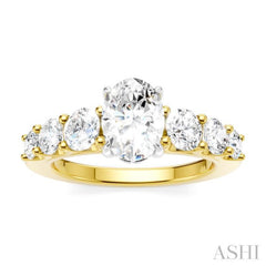 1 Ctw Oval Shape Round Cut Diamond Semi-Mount Engagement Ring in 14K Yellow and White Gold
