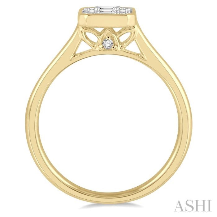 1/2 ctw Octagonal Shape Baguette and Round Cut Diamond Ladies Ring in 14K Yellow and White Gold