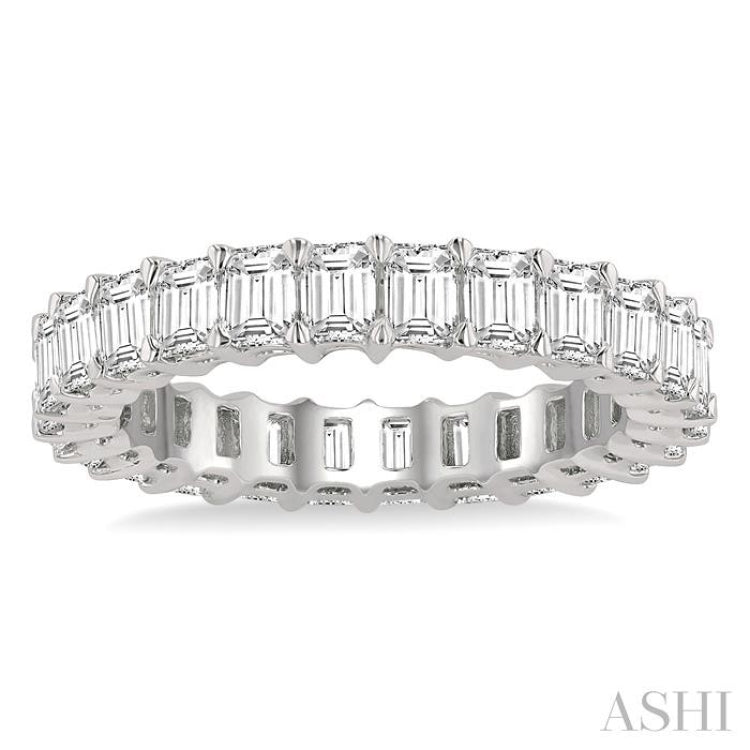3 ctw Eternity Emerald Cut Diamond Wedding Band in 14K White Gold