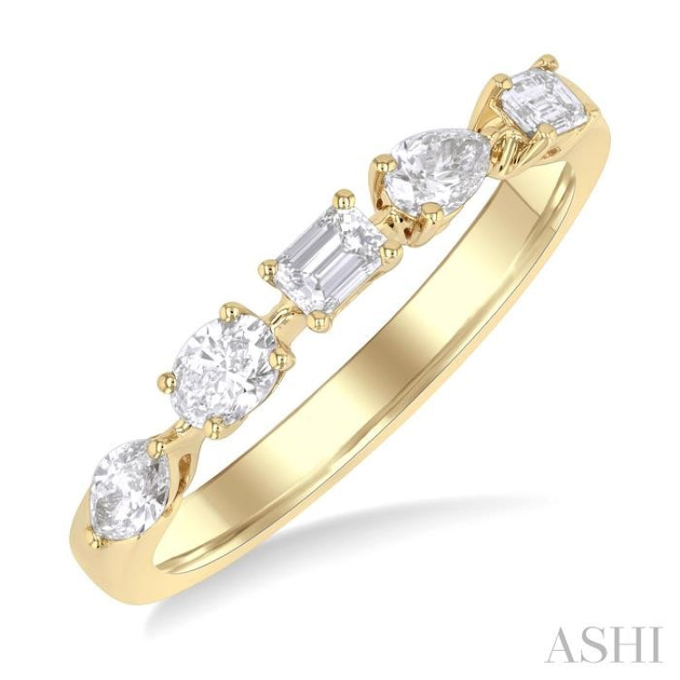 1/2 Ctw Mixed Shape Diamond Cut Fashion Band in 14K Yellow Gold