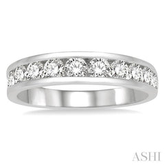 1 Ctw Channel Set 11 Stone Round Cut Diamond Wedding Band in Platinum