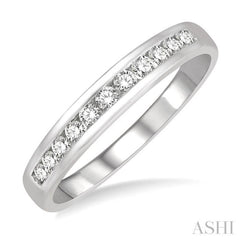 1/4 Ctw Channel Set 11 Stone Round Cut Diamond Wedding Band in 14K White Gold