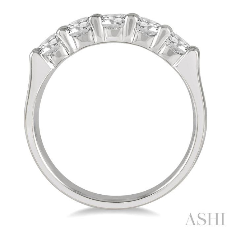 1 ctw Round Cut Diamond 5 Stone Wedding Band in 14K White Gold