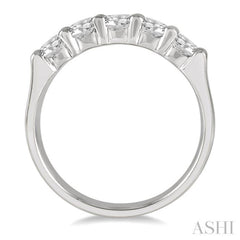 1 ctw Round Cut Diamond 5 Stone Wedding Band in 14K White Gold