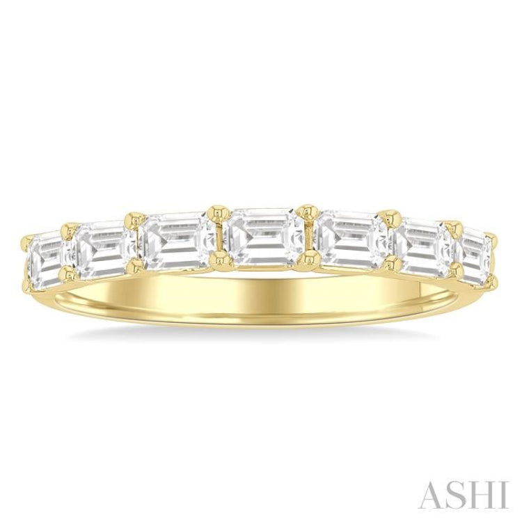 1 Ctw East-West Emerald Cut Diamond Fashion Band in 14K Yellow Gold