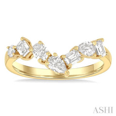 3/4 Ctw Mixed Cut Diamond Chevron Fashion Band in 14K Yellow Gold