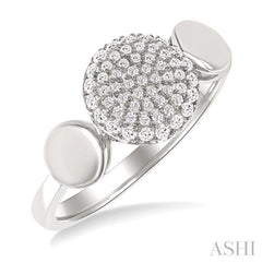 1/4 Ctw Circular Mount Pave Set Single Cut Diamond Ring in 10K White Gold