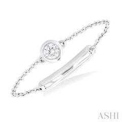 1/10 ctw Petite Bezel Set Diamond Fashion Chain Ring in 10K White Gold