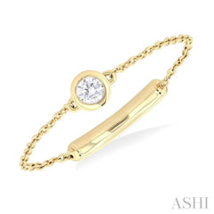 1/10 ctw Petite Bezel Set Diamond Fashion Chain Ring in 10K Yellow Gold