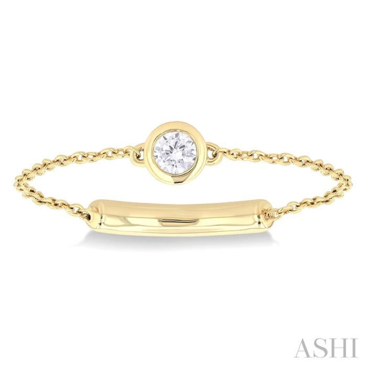 1/10 ctw Petite Bezel Set Diamond Fashion Chain Ring in 10K Yellow Gold