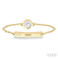 1/10 ctw Petite Bezel Set Diamond Fashion Chain Ring in 10K Yellow Gold