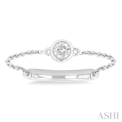 1/20 ctw Petite Bezel Set Diamond Fashion Chain Ring in 10K White Gold