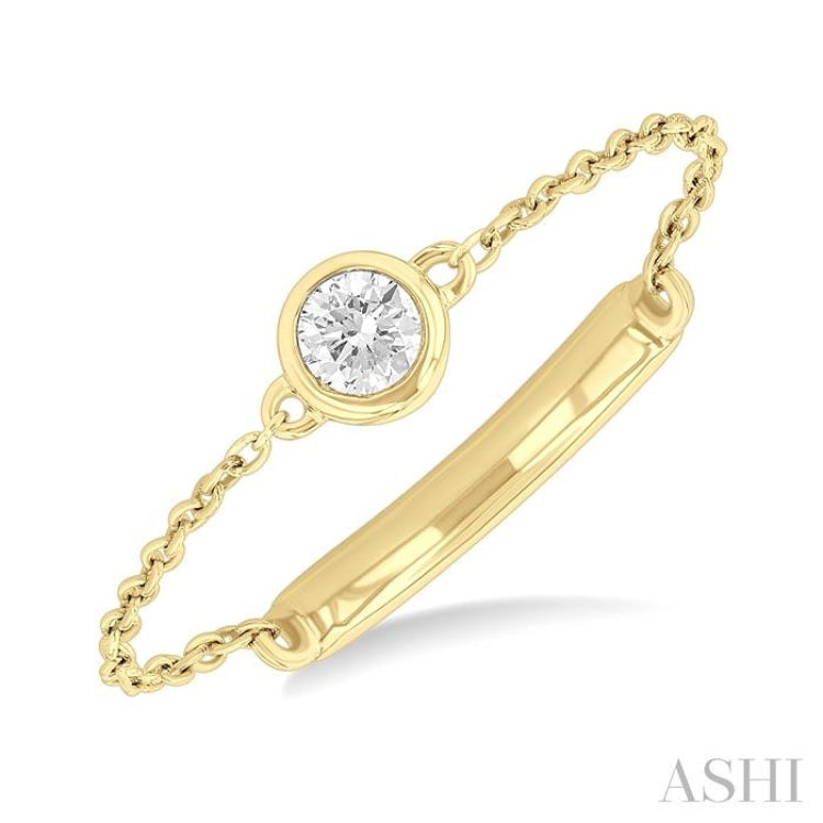 1/20 ctw Petite Bezel Set Diamond Fashion Chain Ring in 10K Yellow Gold