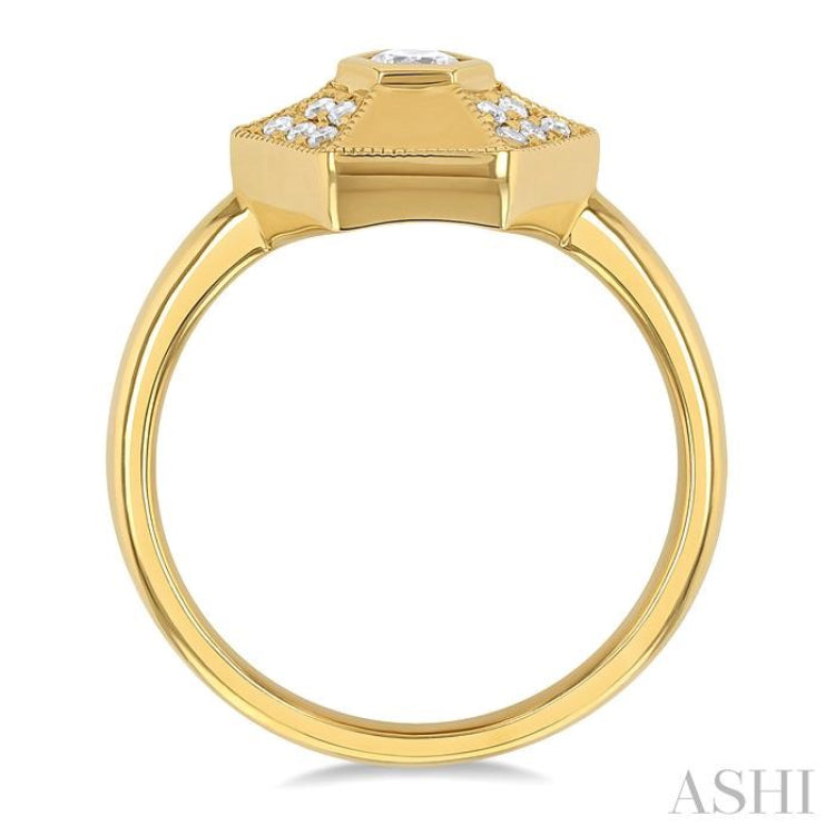 1/4 ctw Hexagon Shape Round Cut Diamond Fashion Ring in 14K Yellow Gold