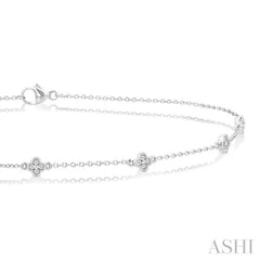 1/10 ctw Clover Motif Round Cut Diamond Station Bracelet in 10K White Gold
