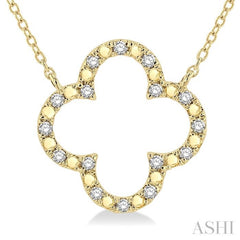 1/10 Ctw Round Cut Diamond Clover Pendant in Gold Plated Sterling Silver with Chain