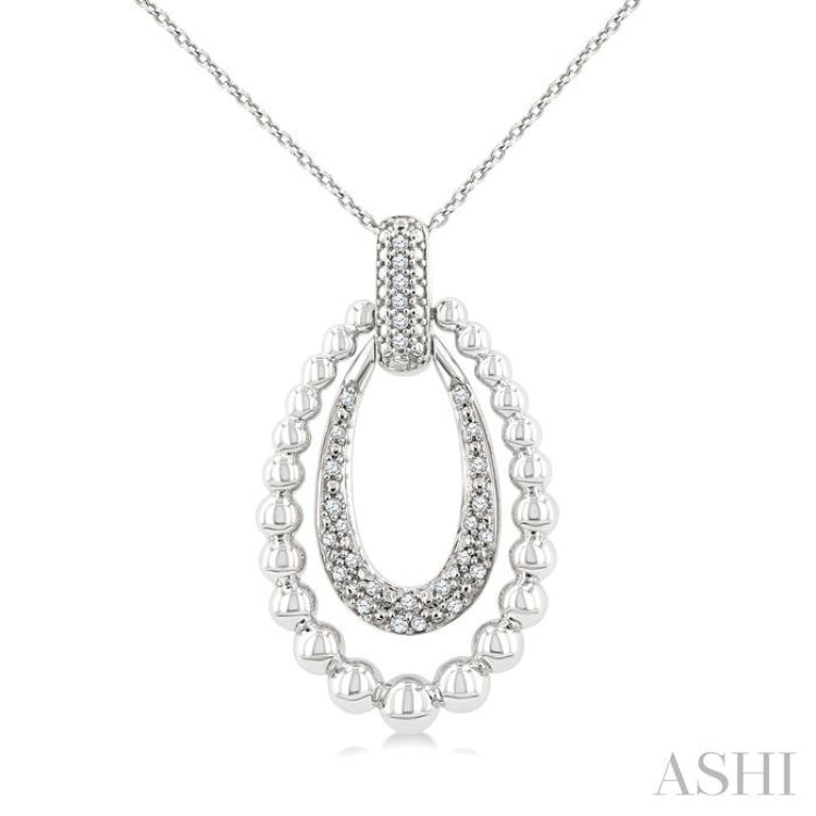 1/10 Ctw Circular Bold Bead Round Cut Bead Bijoux Diamond Fashion Pendant With Chain in Sterling Silver
