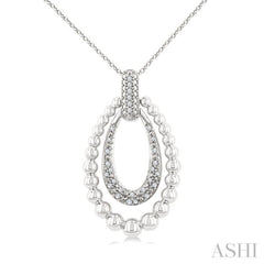 1/10 Ctw Circular Bold Bead Round Cut Bead Bijoux Diamond Fashion Pendant With Chain in Sterling Silver