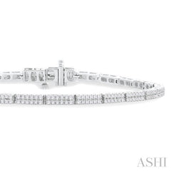 1 Ctw Double Row Round Cut Diamond Bar Link Tennis Bracelet in 10K White Gold