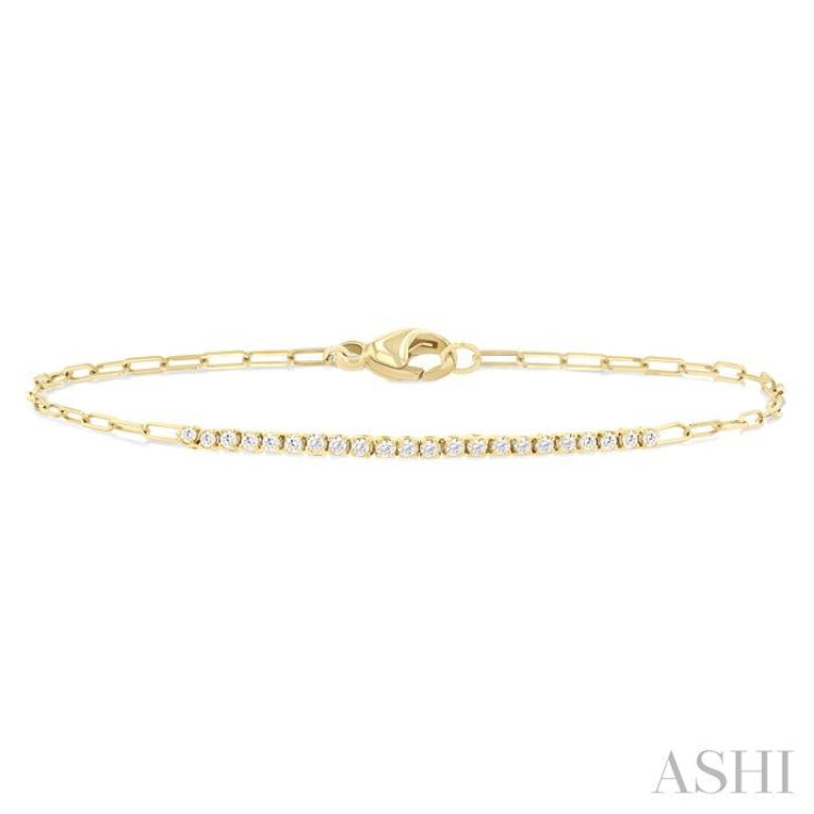 0.25CTRDDM PAPER CLIP BRACELET YG 14K-G*